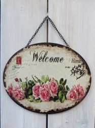 Welkom to our Home ketting ovaal 25x20cm